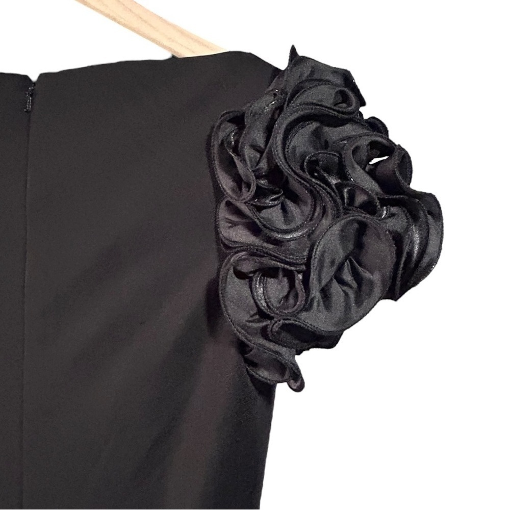 Basix Black Label Floral Sleeve Long Dress Evening Gown Size 2 Classic Black - Picture 13 of 14